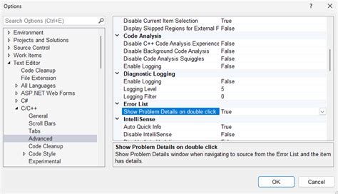 structured diagnostics    problem details window dimensional data