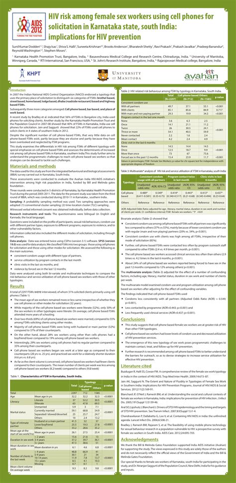 PDF HIV Risk Among Female Sex Workers Using Cell Phones For Solicitation In Karnataka State