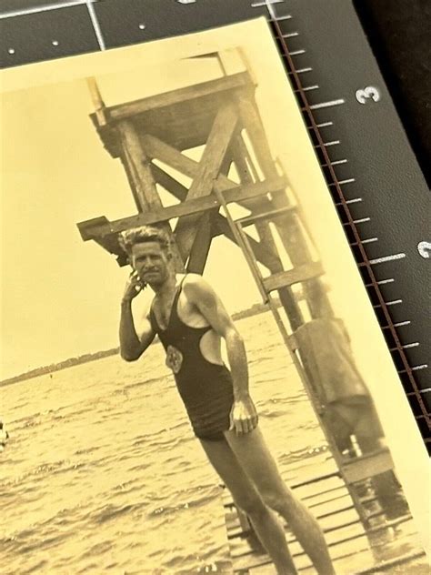 S Beefcake Muscle Man Swimsuit Bulge Antique Gay Int Snapshot Photo