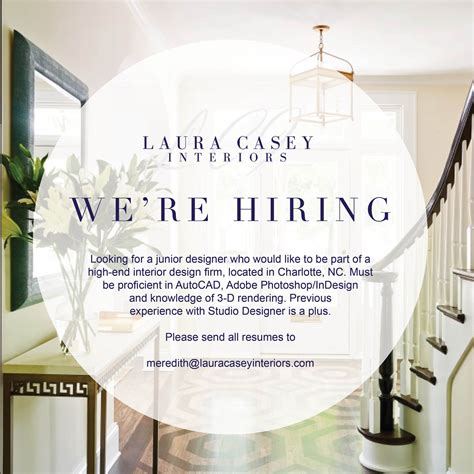 Lci Were Hiring Laura Casey Interiors Interior Designer And Decorator