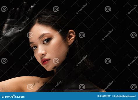 Brunette Asian Woman With Bare Shoulders Stock Image Image Of Paint Skin 255072211