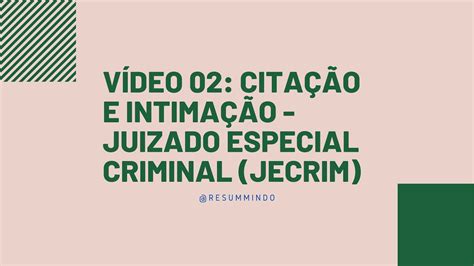 V Deo Esquema Resumo Sobre A Cita O E A Intima O No Juizado