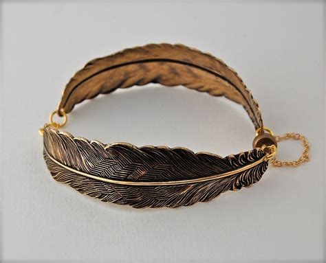 Gold Feathers Bracelet Feather Jewelry Bracelets Bird Birds Unique ...