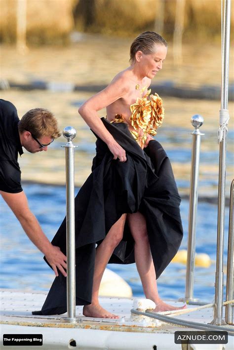 Sharon Stone Sexy Seen Flashing Her Nude Boobs In Antibes Aznude