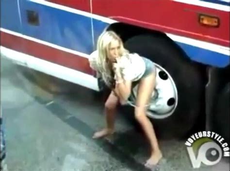 Public Pissing Blonde Pees By The Bus ThisVid