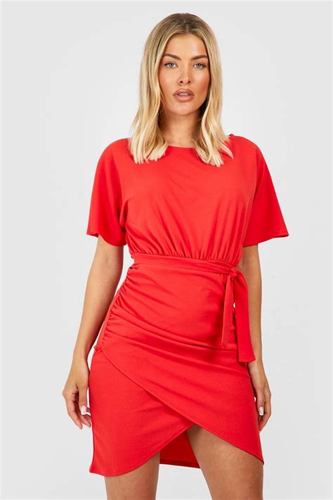 Batwing Tie Detail Mini Dress Boohoo Uk