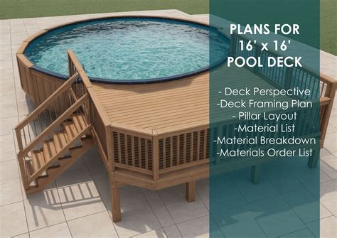 Premium 16'x16' Pool Deck Blueprint Elevate Your Outdoor Space - Etsy