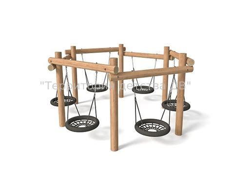 Качели "Гнездо" круговые на импрегнированных бревнах с цепями из ...