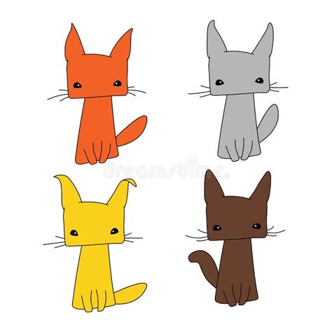 Set Of Four Cat Stock Vector Illustration Of Black 90077628