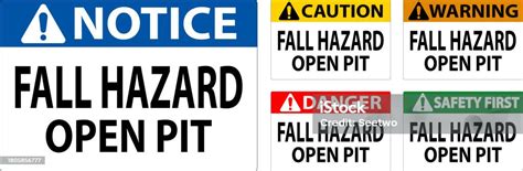 Caution Sign Fall Hazard Open Pit Stock Illustration Download Image