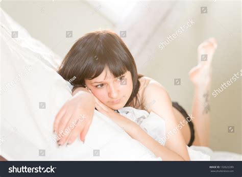 Beautiful Brunette Woman Sexy Lingerie Lying Stock Photo Shutterstock