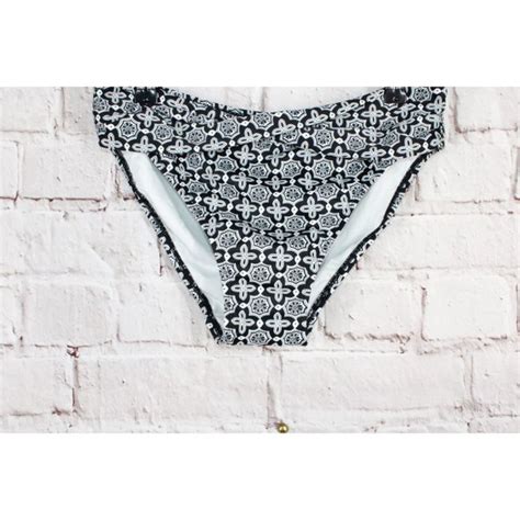 L L Bean Swim Nwot Ll Bean Black White Twist Waist Low Rise Bikini Bottom Swimwear Reg