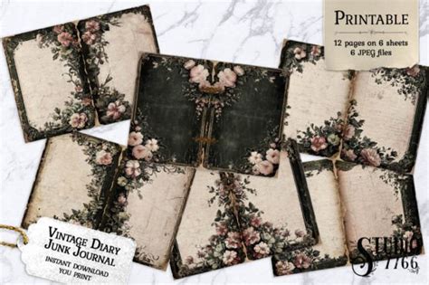 Vintage Diary Junk Journal Pages Graphic By Studio 7766 · Creative Fabrica