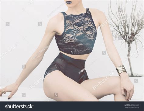 Sensual Beautiful Model Lingerie Lace Black Stock Photo 254003689 Shutterstock
