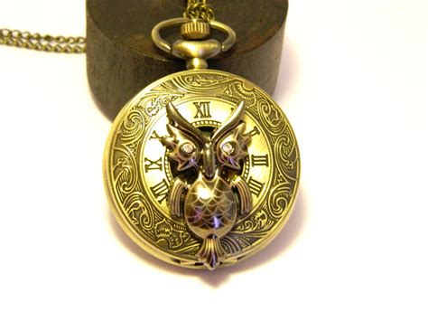 Steampunk Pocket Watch The Midnight Sentry Steampunk Owl Ste