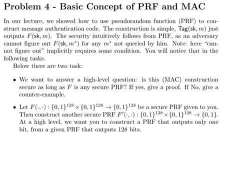 Solved Problem 4 - ﻿Basic Concept of PRF and MACIn our | Chegg.com