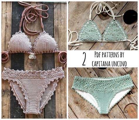 2 PDF Crochet PATTERNS Lorelei Bikini Pattern With Basic Bottom And