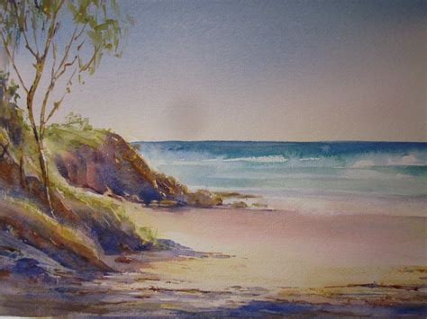 Watercolor Beach Scene at PaintingValley.com | Explore collection of ...