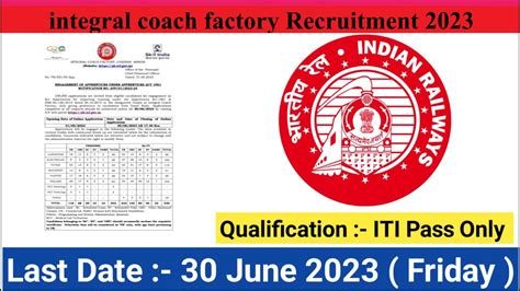 Integral Coach Factory Recruitment 2023 Railway New Vacancy 2023 ICF