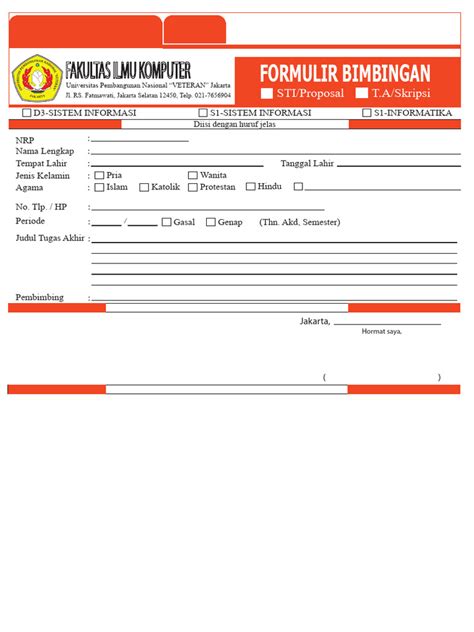 Form Bimbingan Proposal Dan Skripsi Pdf