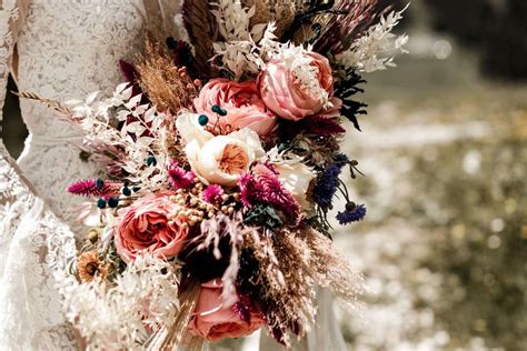 Dried Flower Arrangement Dried Flower Bouquet For Bridesmaids Multi