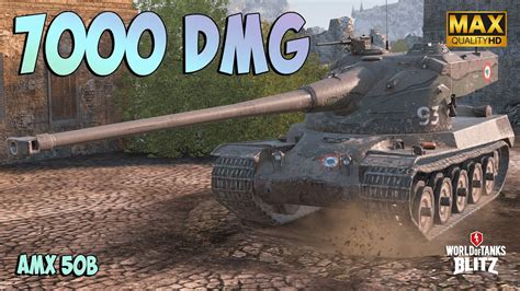 Patiently AMX 50B 7000 DAMAGE Ace Badge WoT Blitz Gameplay