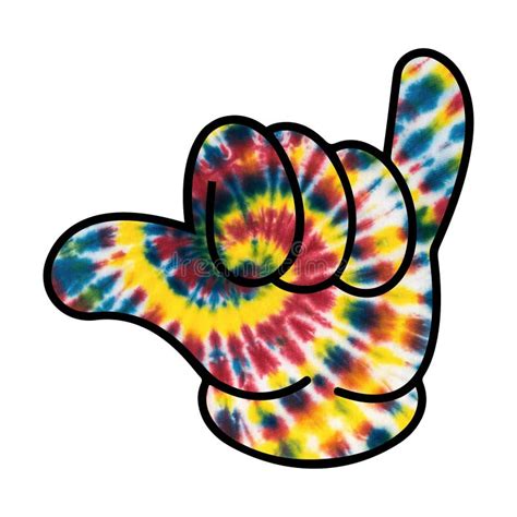 Shaka Hand Sign With Tie Dye Hawaiian Hang Loose Gesture On The White