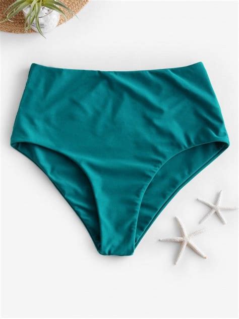 Off Zaful Full Coverage Plain Bikini Bottom In Dark