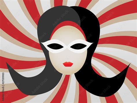 1960s Womans Head Inside Swirl Vector Illustration Vector De Stock Adobe Stock