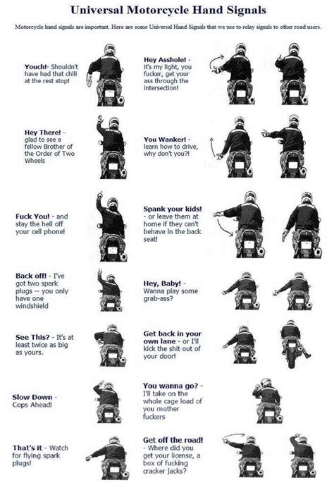 Universal Motorcycle Hand Signals | Beginner motorcycle, Motorcycle ...