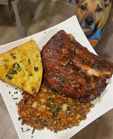 [Homemade] Ribs, Baked Beans and Corn Bread : r/food