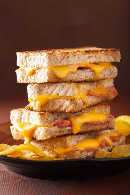 Premium Photo | Grilled cheese and bacon sandwich