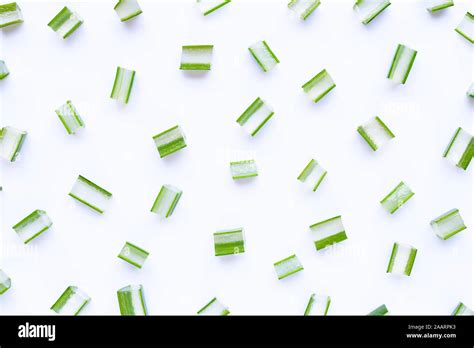 Aloe Vera Cut Pieces On White Background Stock Photo Alamy