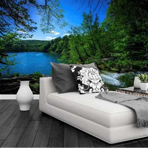 Sucsaistat Mural Wallpaper 3D Lake Forests Waterfalls Trees National