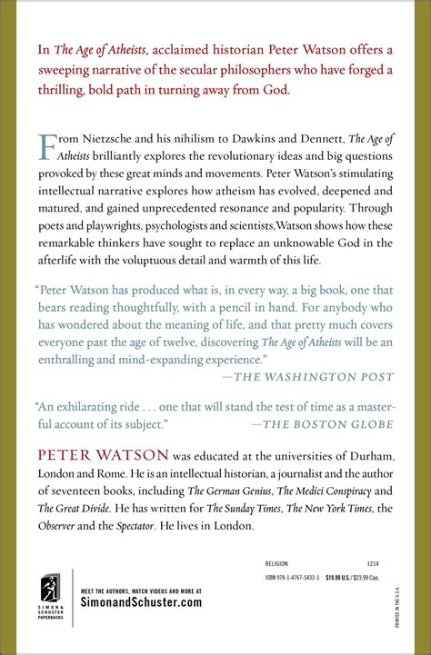 The Age of Atheists | Book by Peter Watson | Official Publisher Page ...