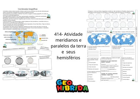Aticidades Meridianos 4 Ano - 414- Atividade meridianos e paralelos – GeoHíbrida