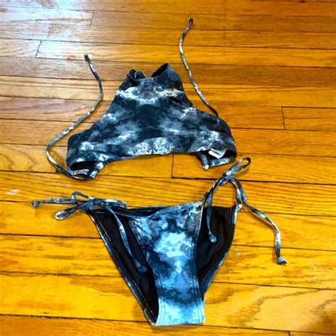 Marshalls Swim Nwt Tie Dye Bikini Cikada Black Grey And White