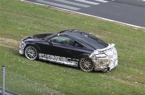 Audi Tt Rs Prototype Spotted Crashes Into Guard Rail Video