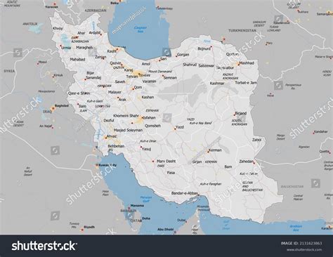 Iran Political Map Neighbors Capital National Stock Illustration