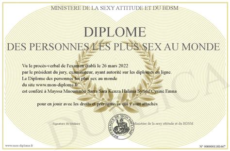 Diplome Des Personnes Les Plus Sex Au Monde