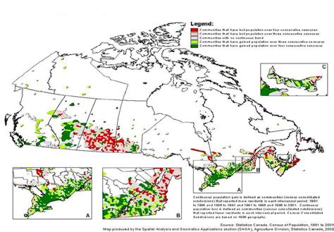 Canadian Community Population Gains and Losses Over Four Consecutive ...