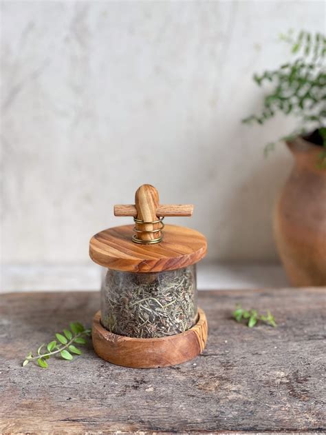 French Herbes De Provence Mill Handcrafted Olive Wood Spice Grinder