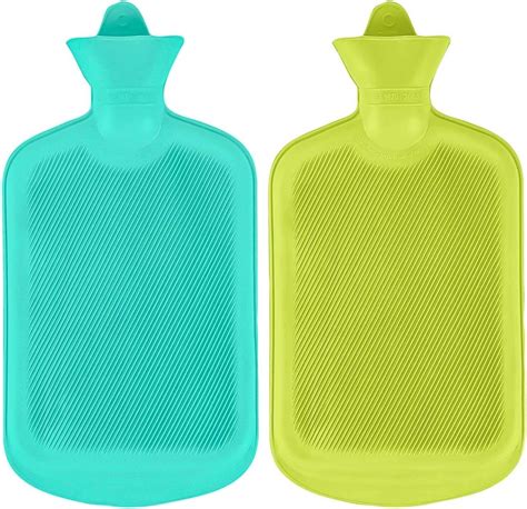 SteadMax 2 Pack Hot Water Bottles 2 Liter Natural Rubber BPA Free Durable Hot Water Bag For