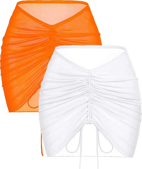 AI MAGE Women 2 Pieces Mesh Swimsuit Cover Ups Sheer Bikini Short Sarong Skirts ShopStyle