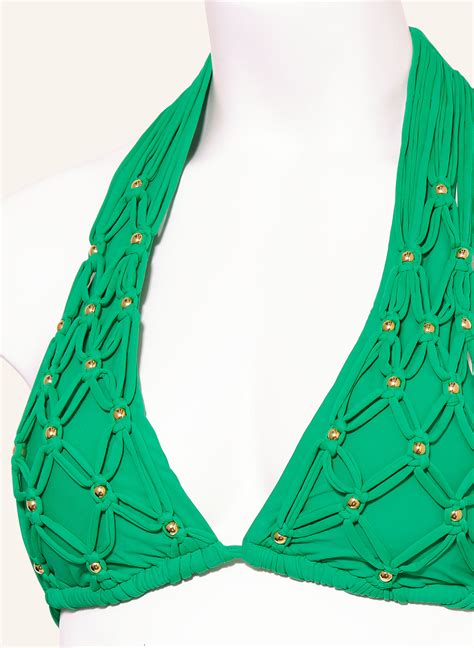 PQ Neckholder Bikini Top SEAWEED mit Schmuckperlen in grün