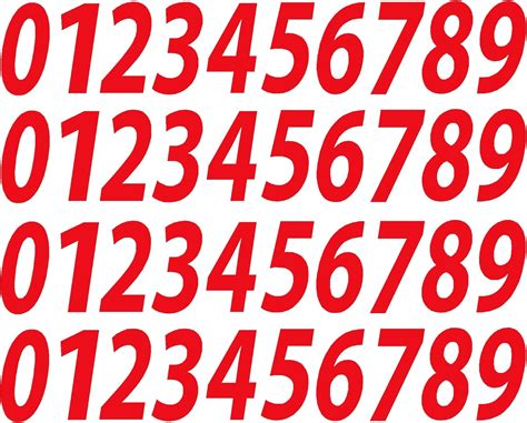 Amazon 0 9 Numbers Red Vinyl Sticker Decals Set Of 40 Choose Size