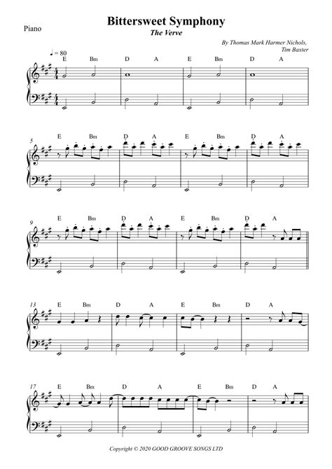 Bittersweet Symphony Arr Wesley S Silva By Tim Baxter Sheet Music For Piano Solo At Sheet