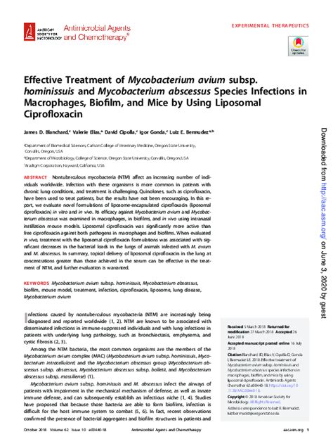 (PDF) Effective Treatment of Mycobacterium avium subsp. hominissuis and ...