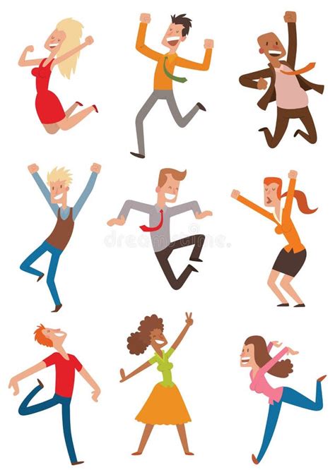 People Jumping At Birthday Party Celebration Vector Illustration