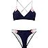 Amazon Cupshe Women S Blue Navy White V Neck Color Block Bikini Clothing